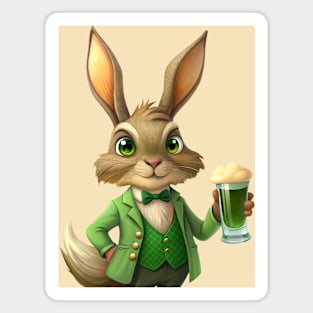 St. Patrick's Day Happy Hour: Pint-Holding Hare Magnet